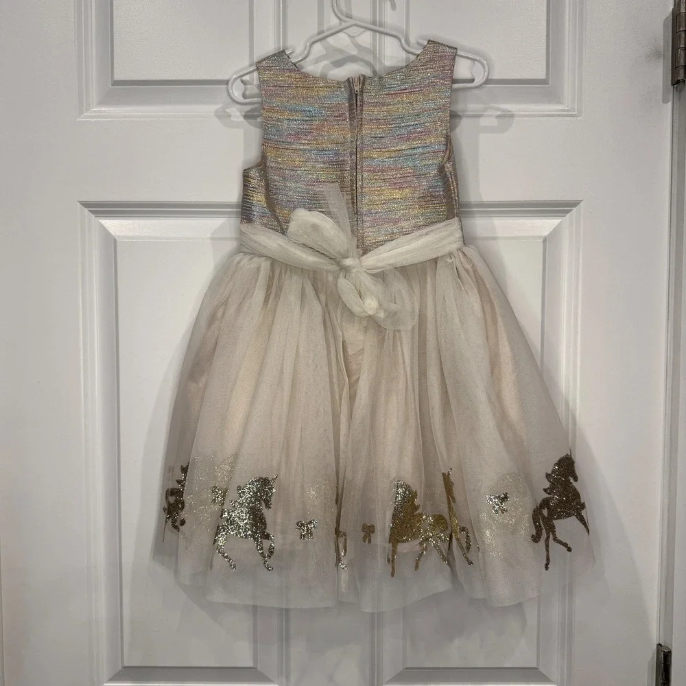 Zunie‎ Girls Unicorn Tulle Dress Sparkle Rainbow Top Special Occasion Size 4